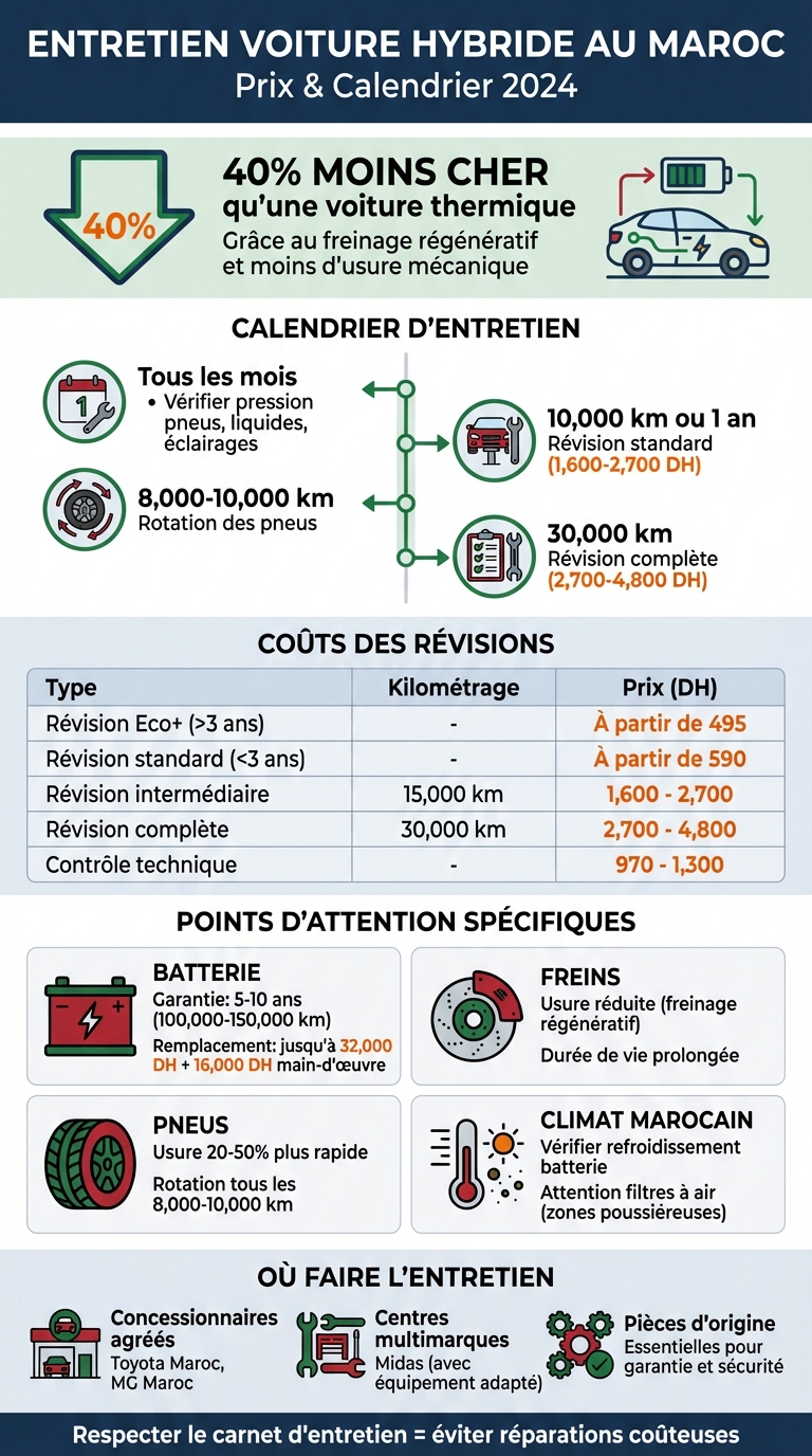 Coûts et calendrier d'entretien voiture hybride au Maroc