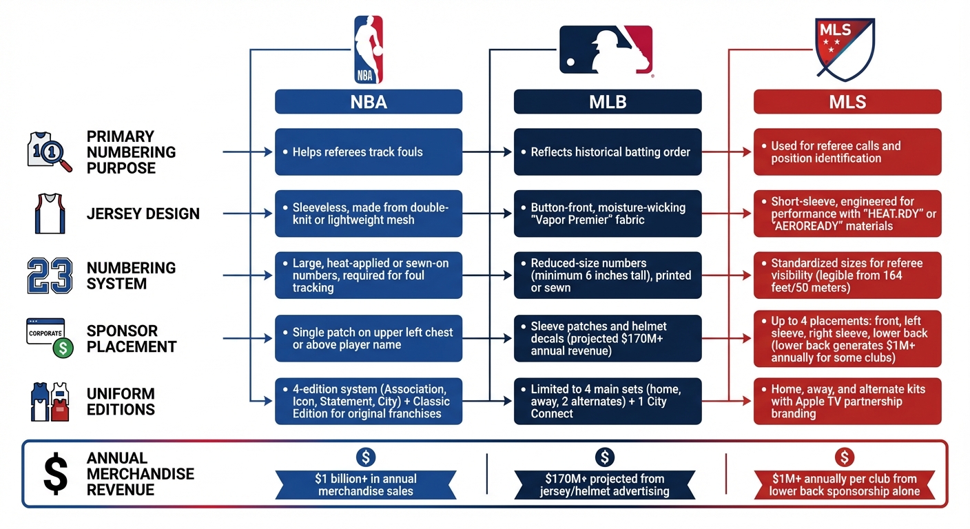 NBA vs MLB vs MLS Uniform Regulations Comparison Chart