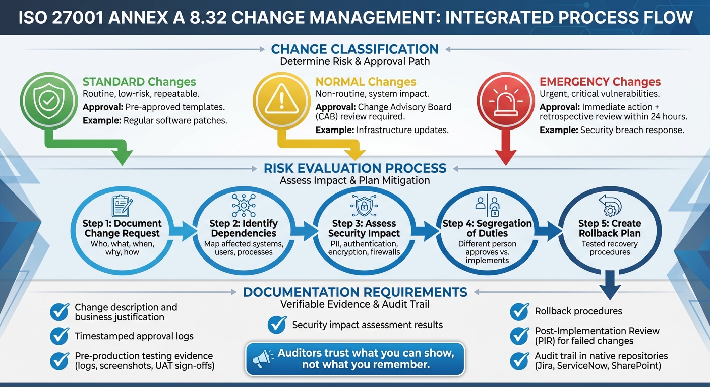 ISO 27001 Change Management Process Flow: Classification, Assessment, and Approval