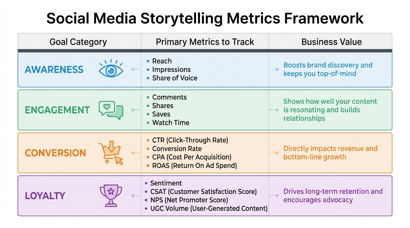 Social Media Storytelling Metrics Framework: Goals, KPIs and Business Value