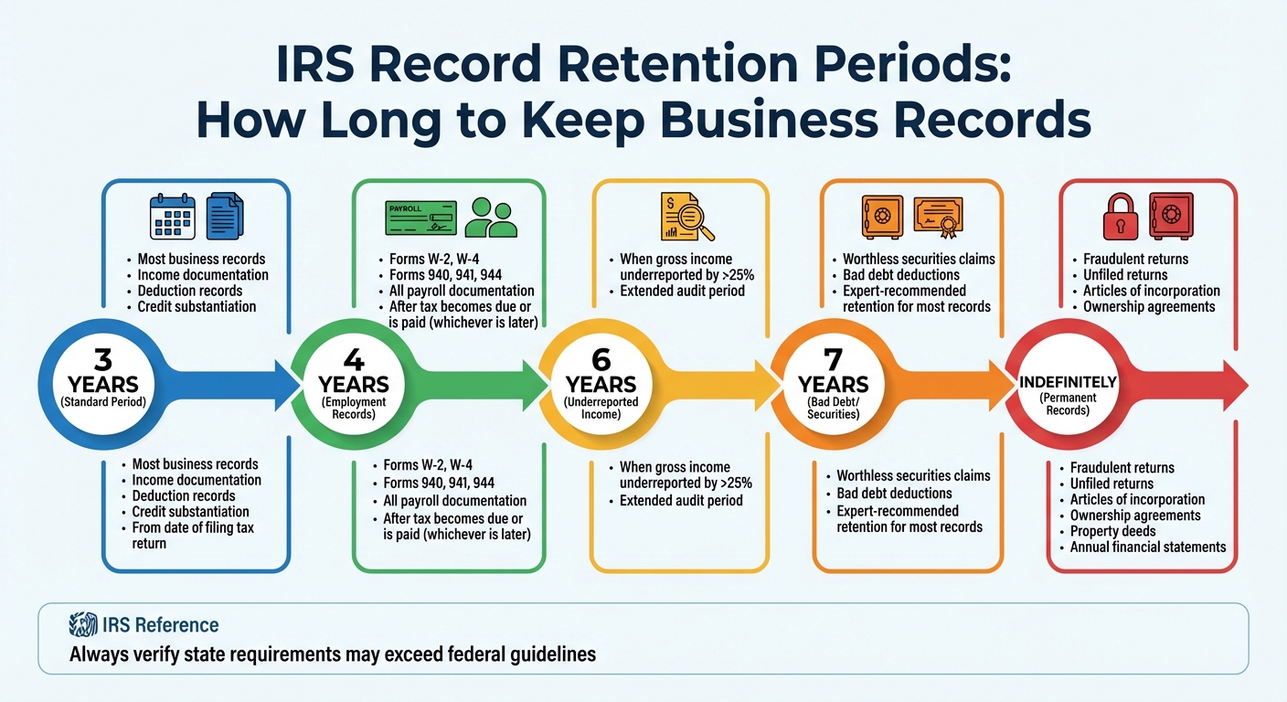 IRS Recordkeeping Rules for Small Businesses 1 IRS Record Retention Periods for Small Businesses