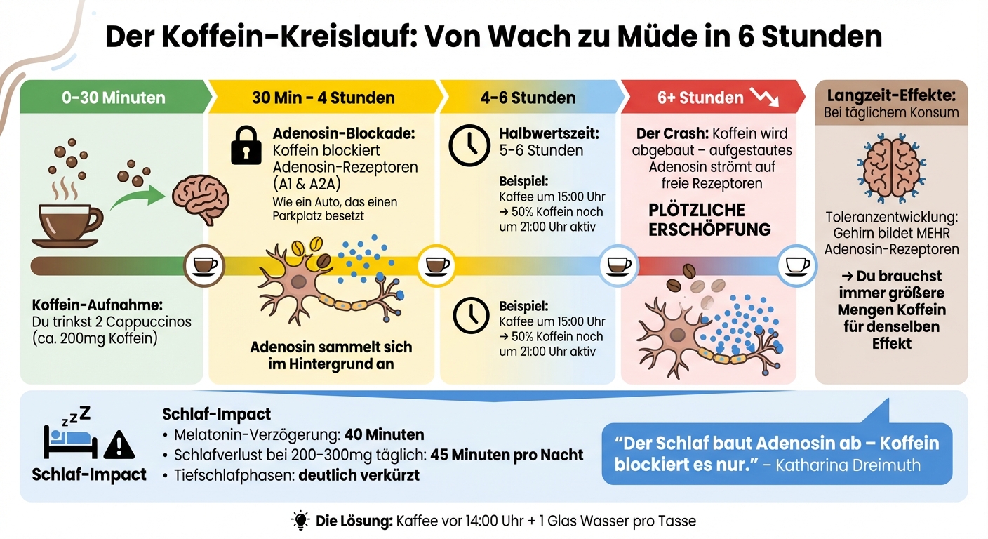 Koffein-Wirkung im Körper: Von der Blockade bis zum Energie-Crash
