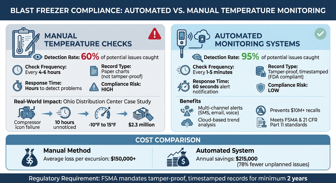 Automated vs Manual Temperature Monitoring in Blast Freezers: Compliance Effectiveness
