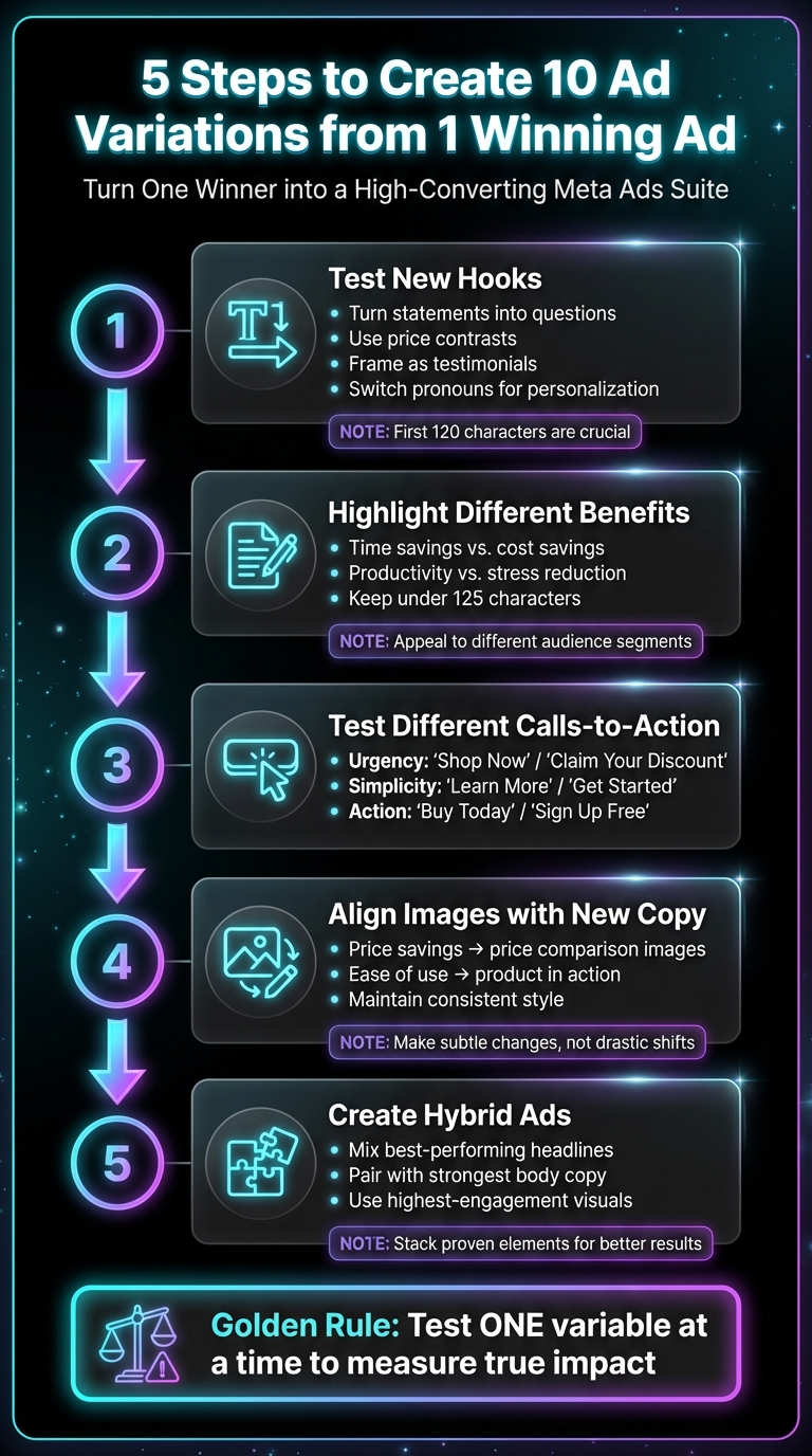 5-Step Process to Create 10 Meta Ad Variations from 1 Winning Ad