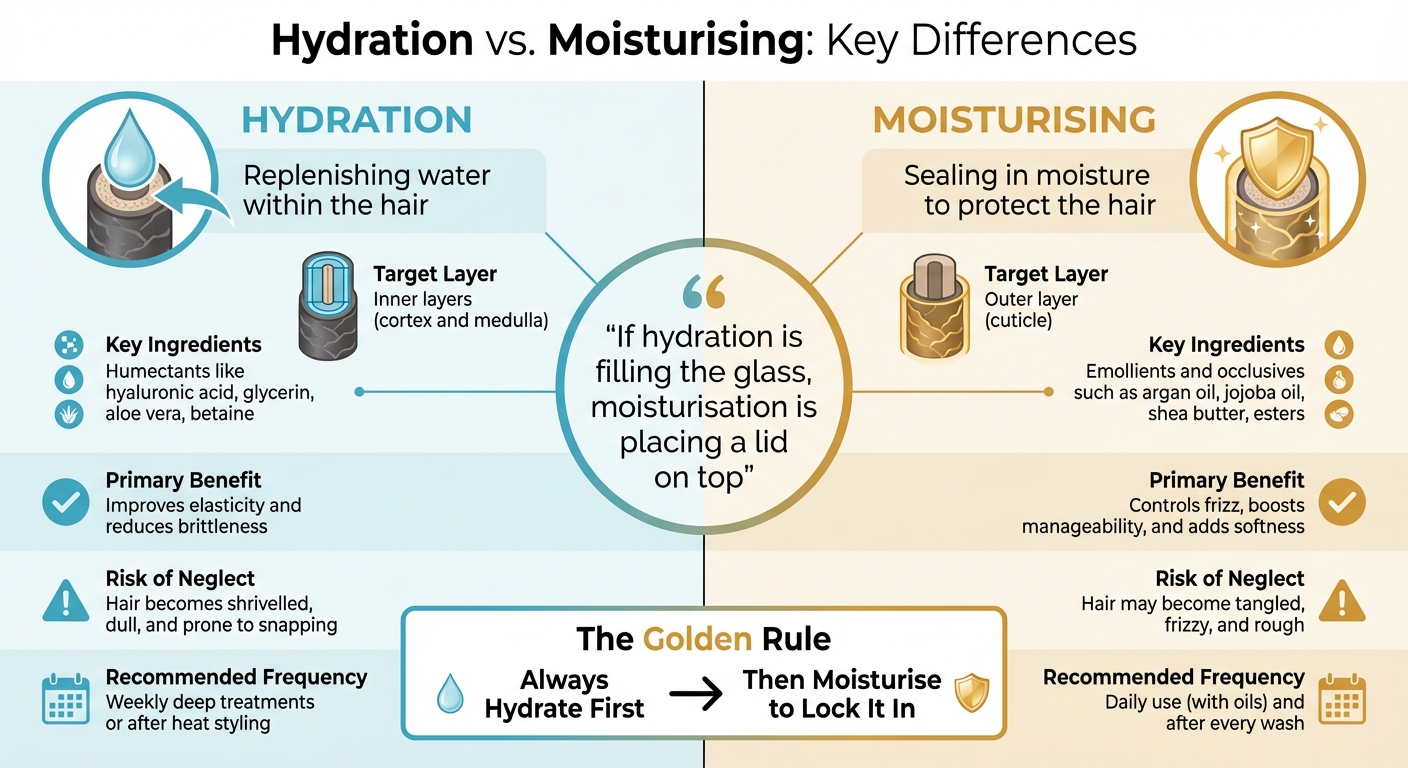 Hydration vs Moisturising for Hair Extensions: Key Differences and Benefits