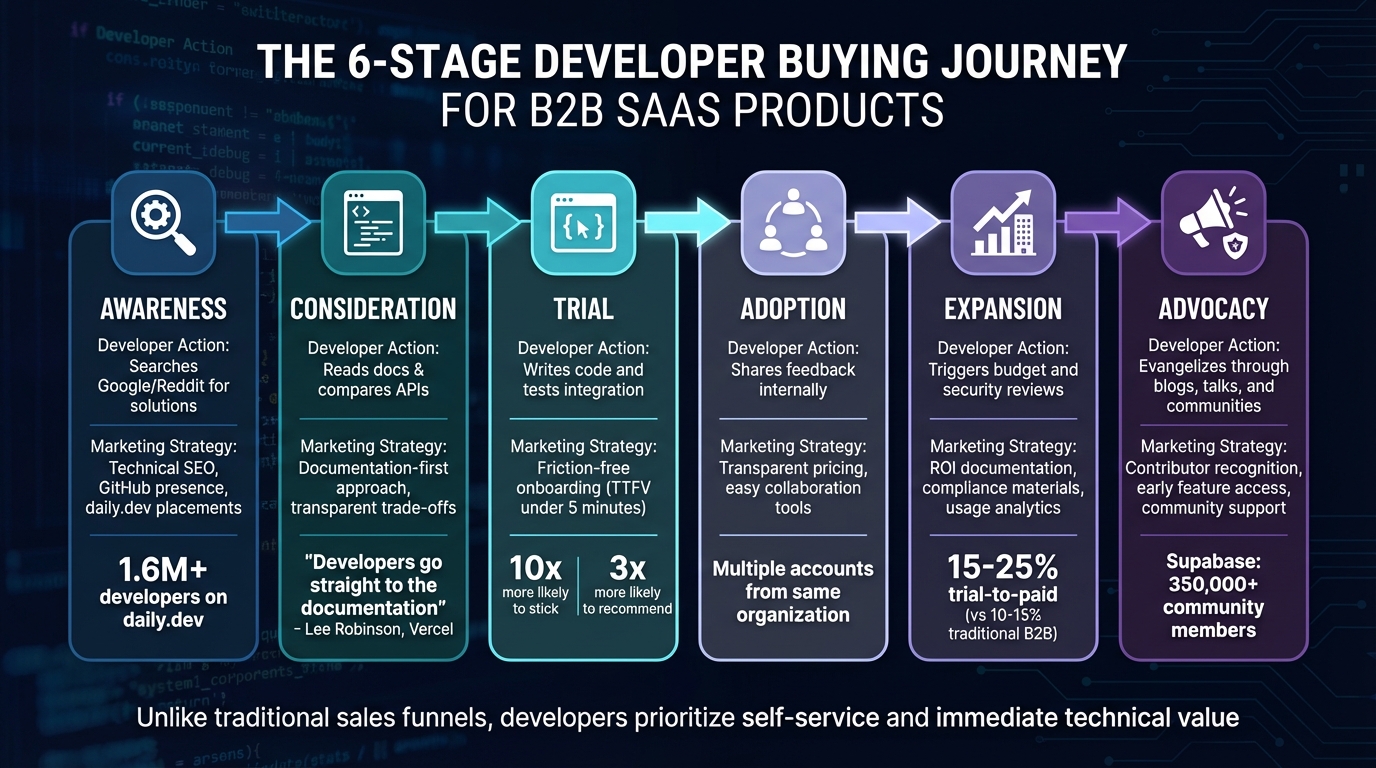 The 6-Stage Developer Buying Journey for B2B SaaS