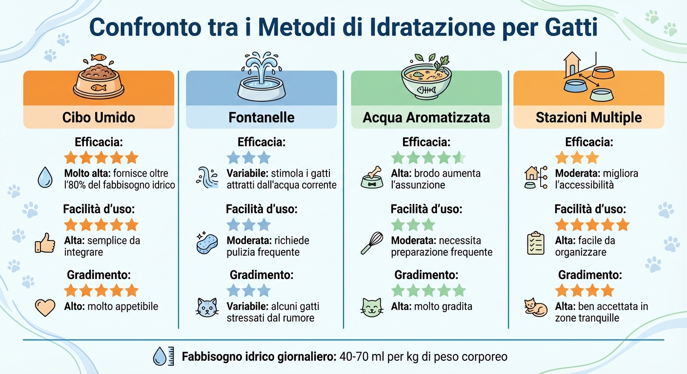 Confronto metodi di idratazione per gatti: efficacia e gradimento