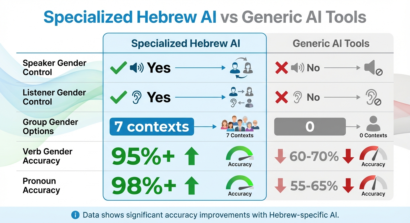 Specialized Hebrew AI vs Generic AI Tools: Gender Translation Accuracy Comparison