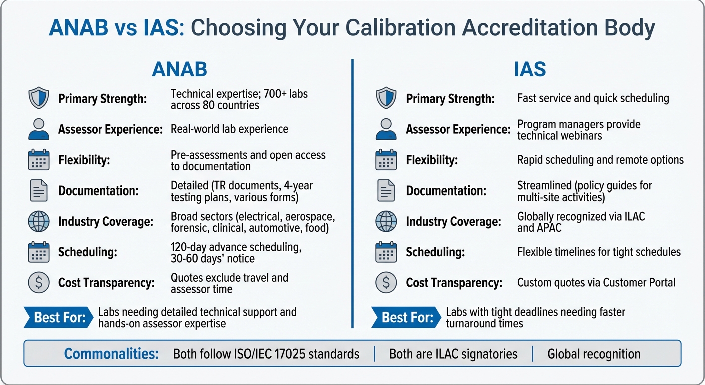 ANAB vs IAS Calibration Accreditation Comparison