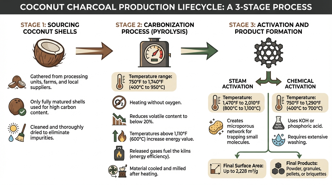 Coconut Charcoal Production Process: From Waste Shells to Activated Carbon