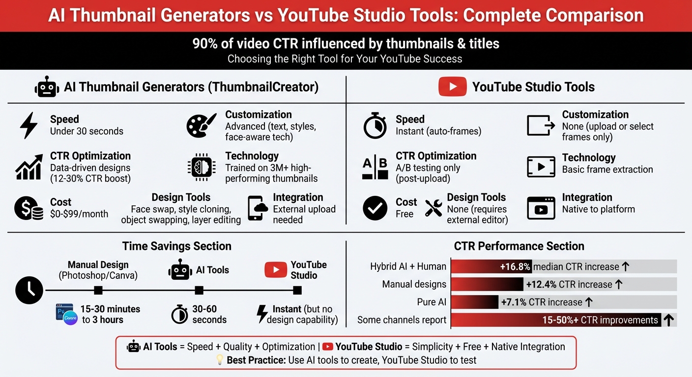 AI Thumbnail Generators vs YouTube Studio Tools Comparison