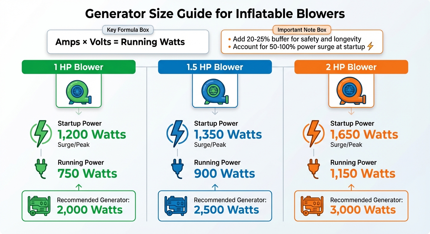 Generator Size Guide for Inflatable Rental Blowers