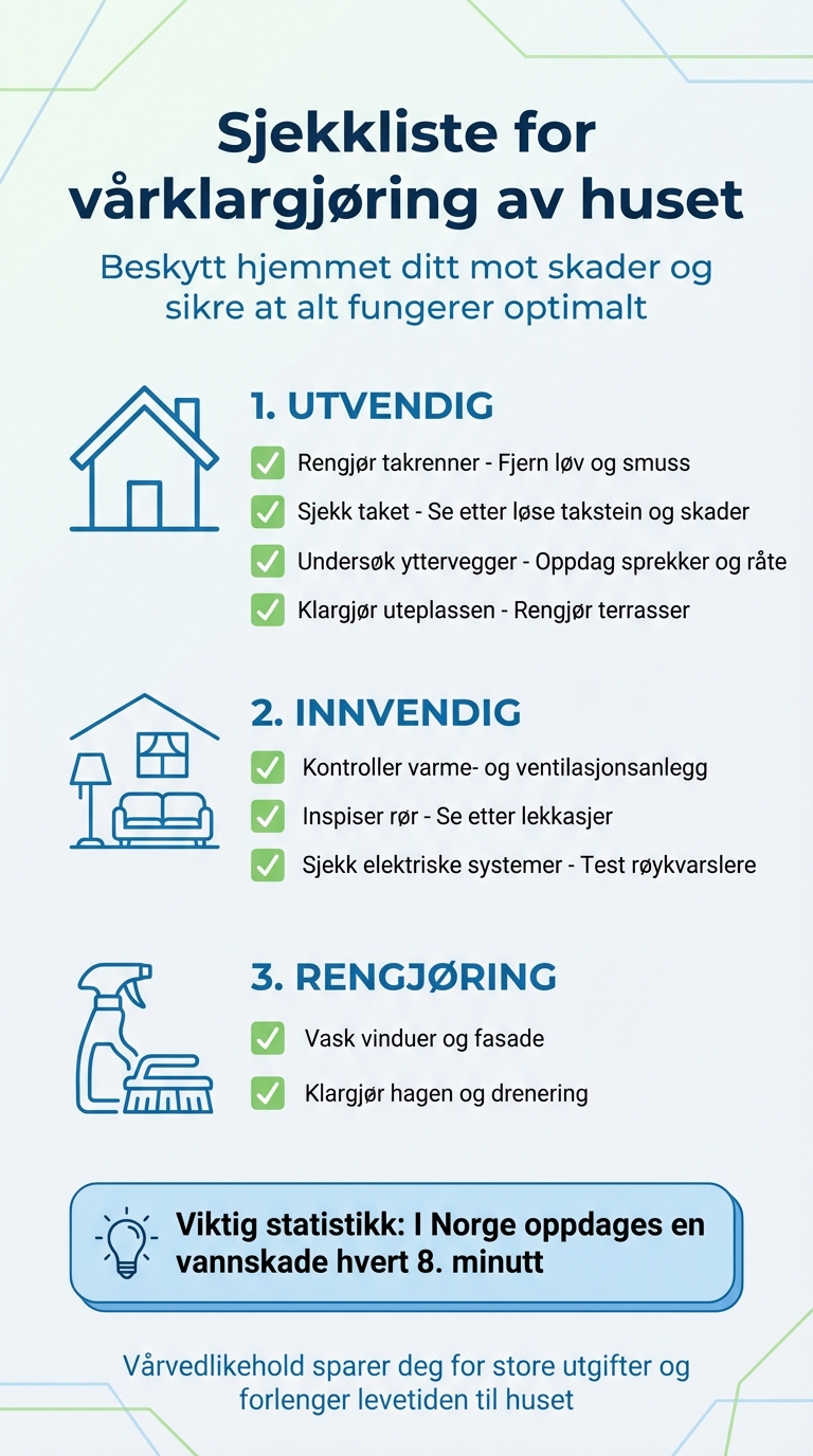 Sjekkliste for vårklargjøring av huset - viktigste oppgaver