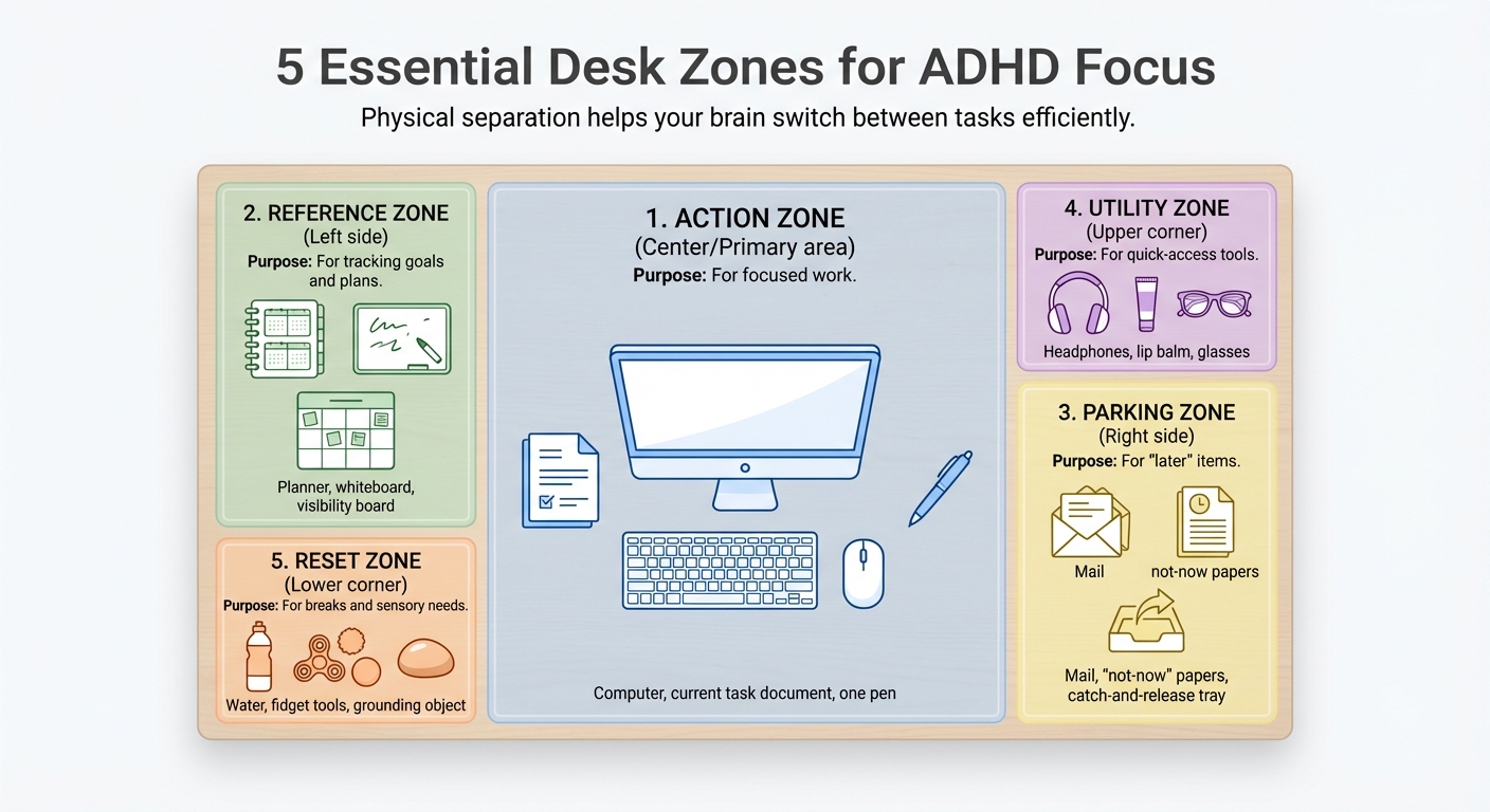 ADHD-Friendly Desk Zone Organization Guide