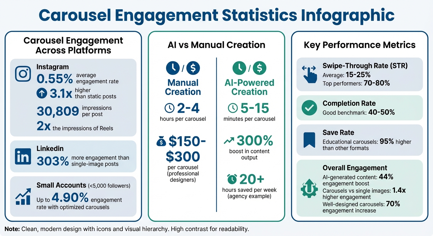 Carousel Engagement Statistics: AI vs Manual Creation Performance Metrics
