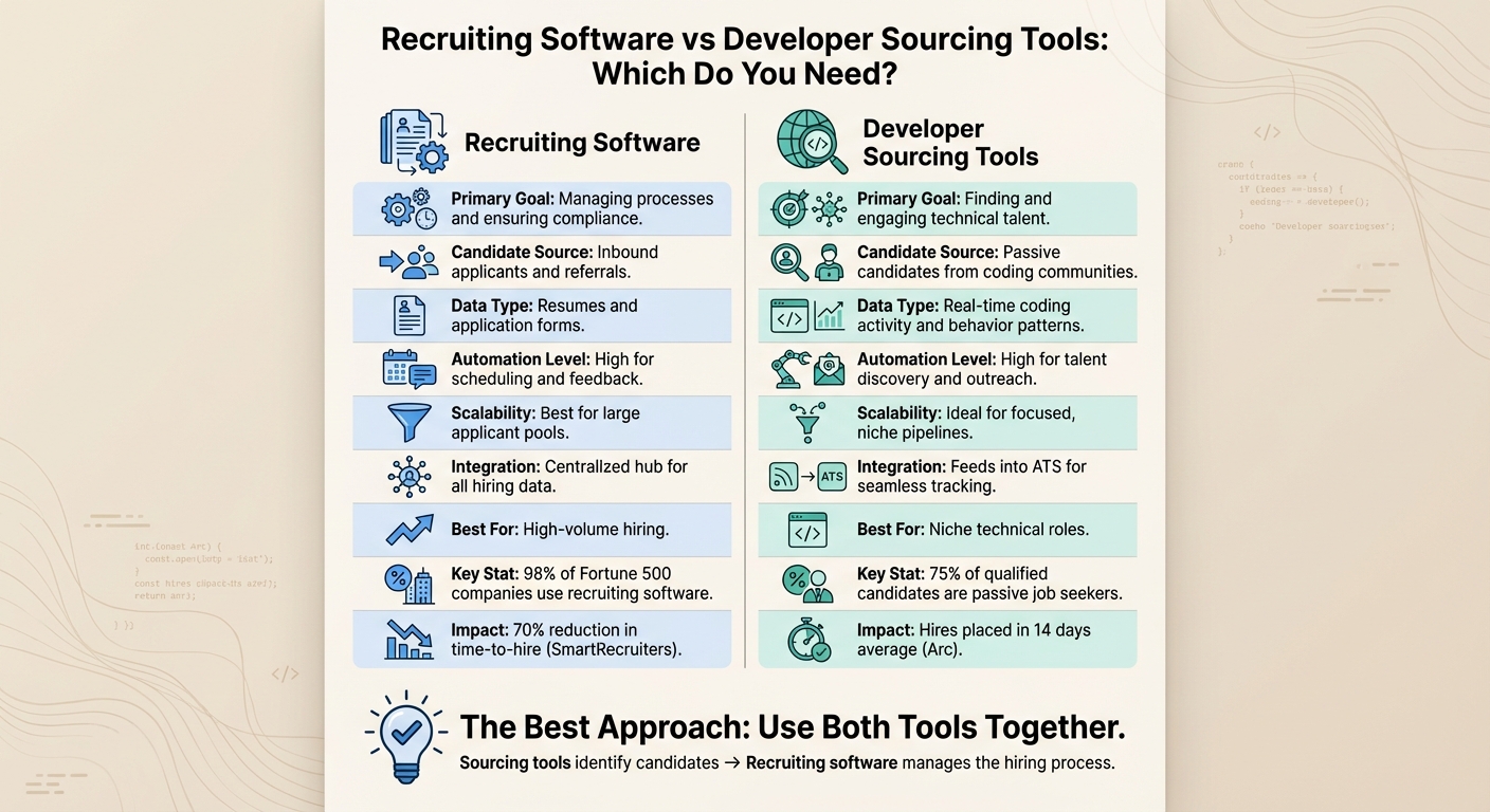 Recruiting Software vs Developer Sourcing Tools Comparison Chart