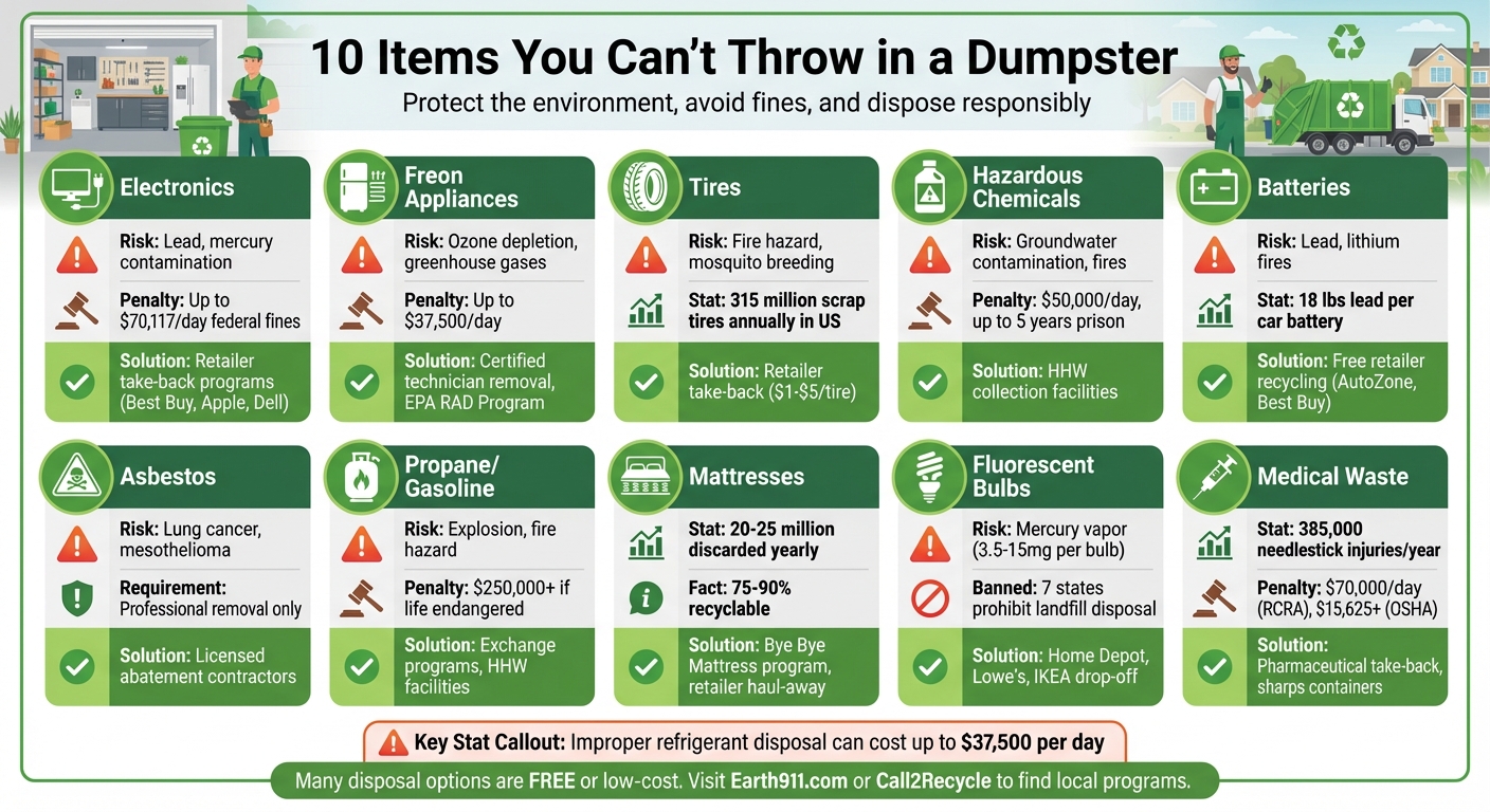 10 Items Banned from Dumpsters: Disposal Guide and Penalties