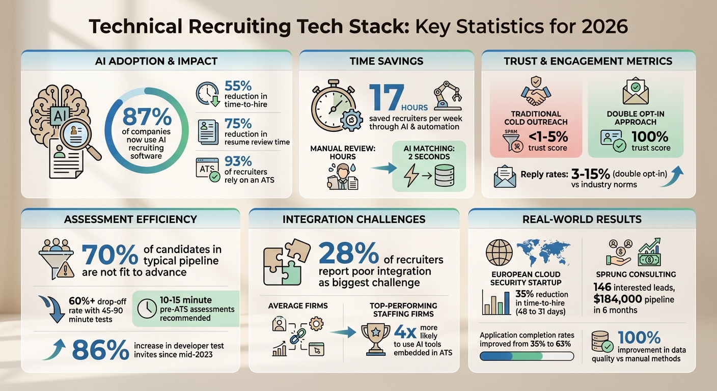 Technical Recruiting Tech Stack Statistics 2026: AI Impact on Hiring Efficiency