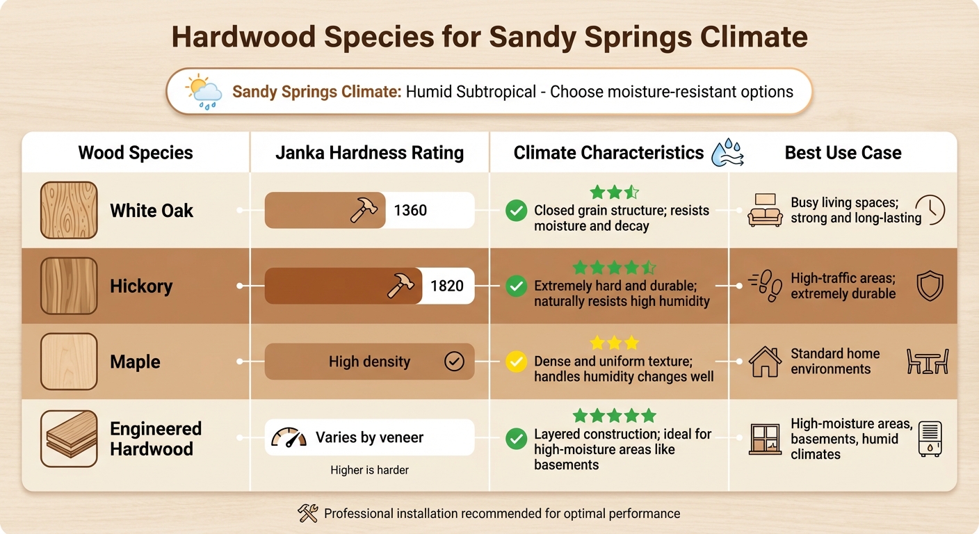 Hardwood Species Comparison Guide for Sandy Springs Climate
