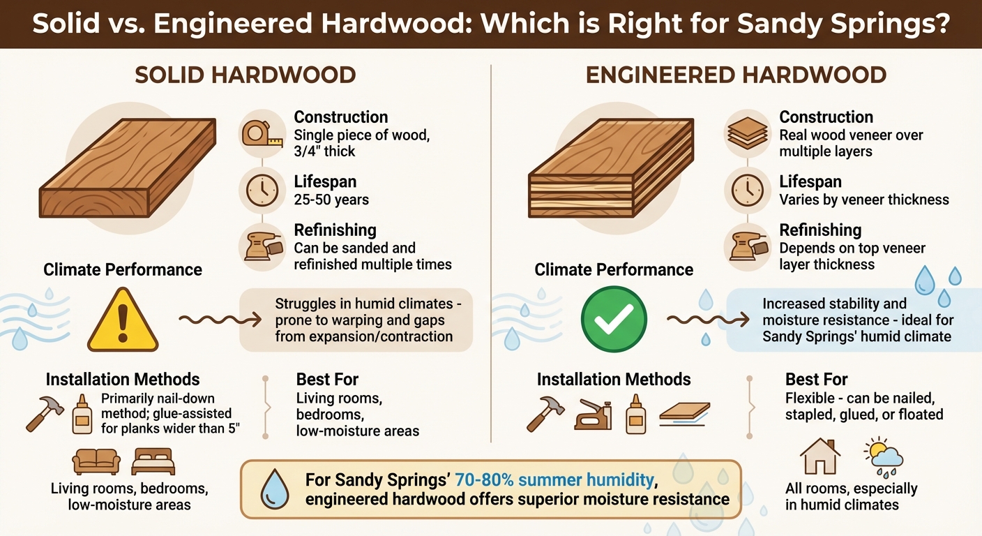Solid vs Engineered Hardwood Flooring Comparison for Sandy Springs Homes