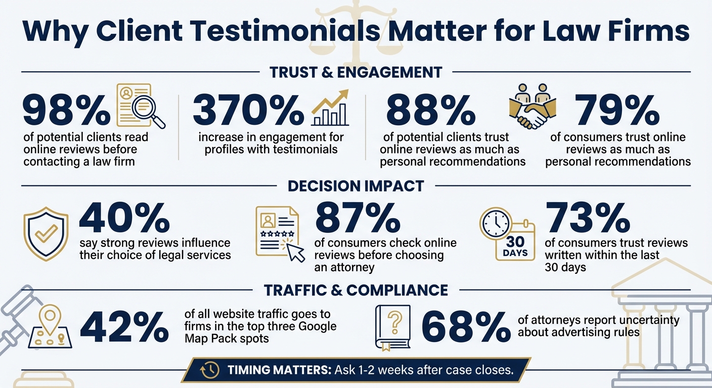 Client Testimonials Impact Statistics for Law Firms