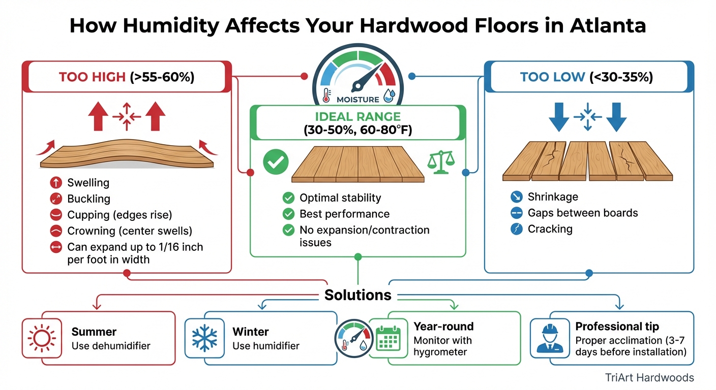 Atlanta Humidity Effects on Hardwood Floors: Ideal vs Problem Ranges