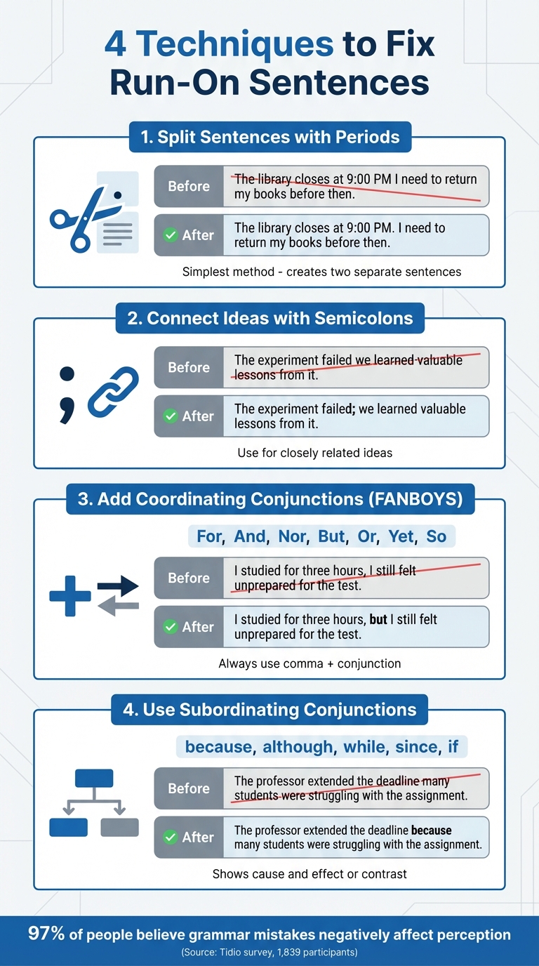 4 Techniques to Fix Run-On Sentences in Student Writing