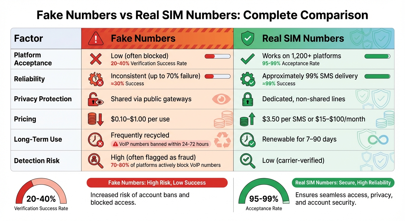 Are Fake Numbers Safe for Verification? Risks, Bans & the Real SIM Alternative 3 Fake Numbers vs Real SIM Numbers: Security, Reliability & Cost Comparison