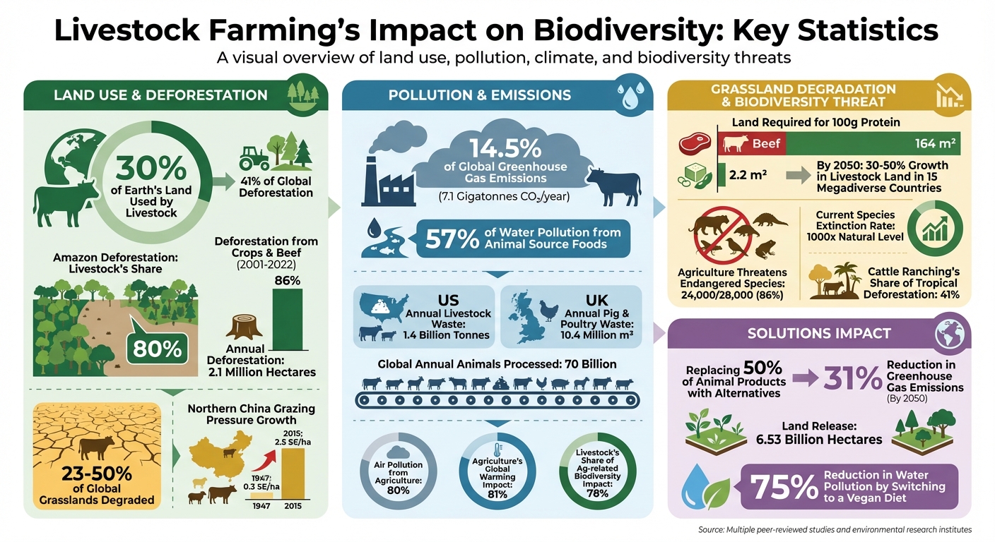 Livestock Farming's Impact on Biodiversity: Key Statistics