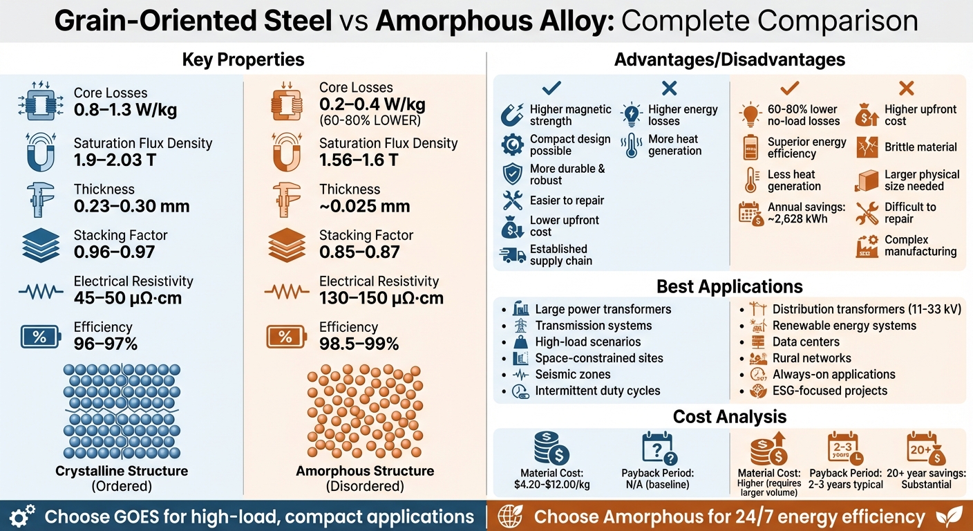 Grain-Oriented Steel vs Amorphous Alloy Transformer Core Materials Comparison