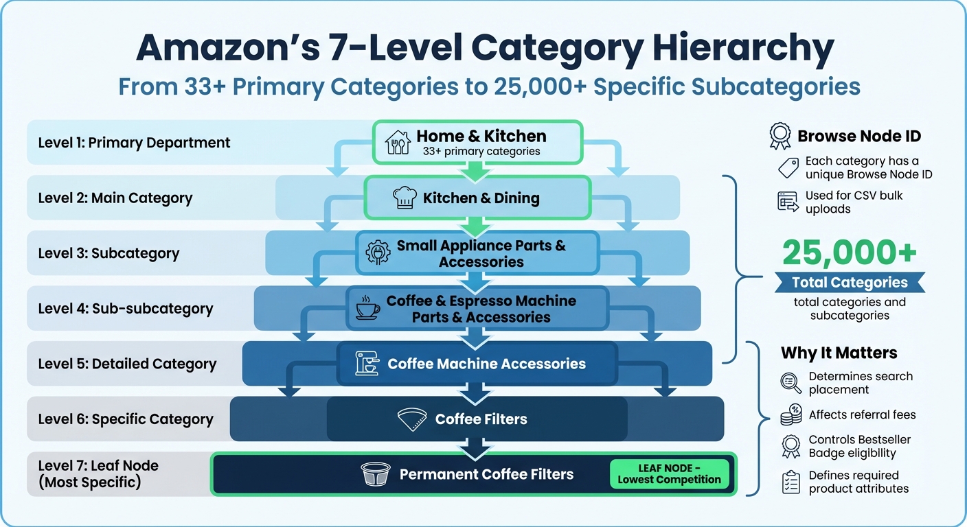 Every Amazon Category in One CSV File 2 Amazon Category Hierarchy Structure: 7-Level Product Classification System