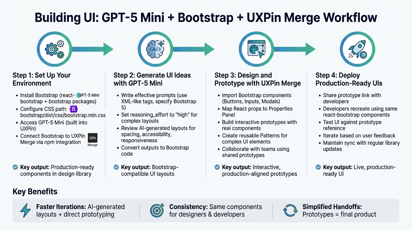 4-Step Workflow for Building UI with GPT-5 Mini, Bootstrap, and UXPin Merge