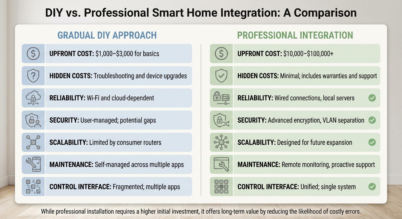 DIY vs Professional Smart Home Integration: Cost, Reliability and Scalability Comparison