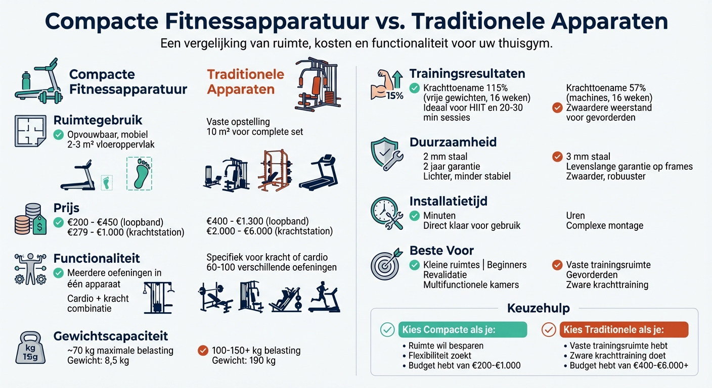 Compacte vs Traditionele Fitnessapparatuur: Volledige Vergelijking