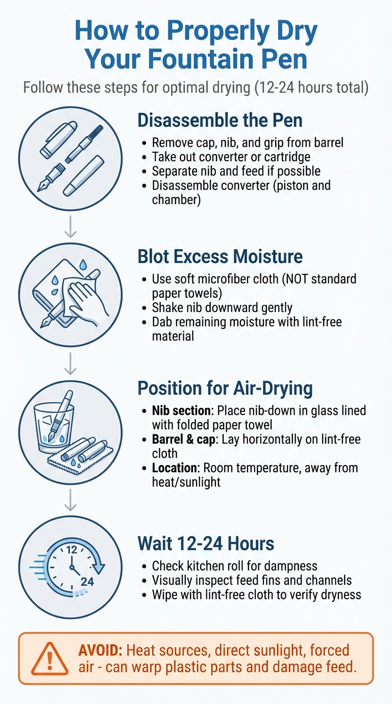 Step-by-Step Guide to Properly Drying Fountain Pens After Cleaning