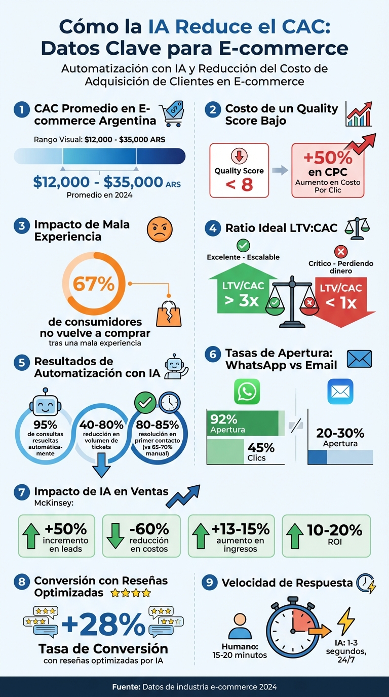 Cómo la IA reduce el CAC en e-commerce: Estadísticas y métricas clave