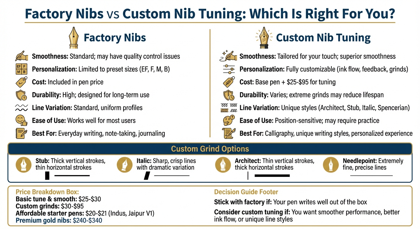 Factory Nibs vs Custom Nib Tuning: Complete Comparison Guide