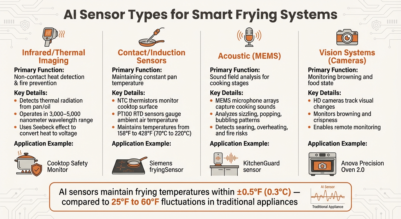 AI Sensor Types for Smart Frying: Functions and Applications