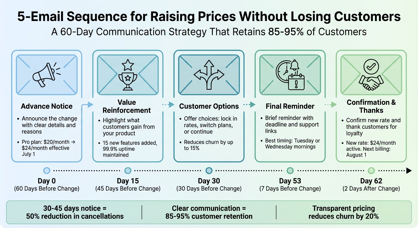 5-Email Sequence for Price Increase Communication Timeline