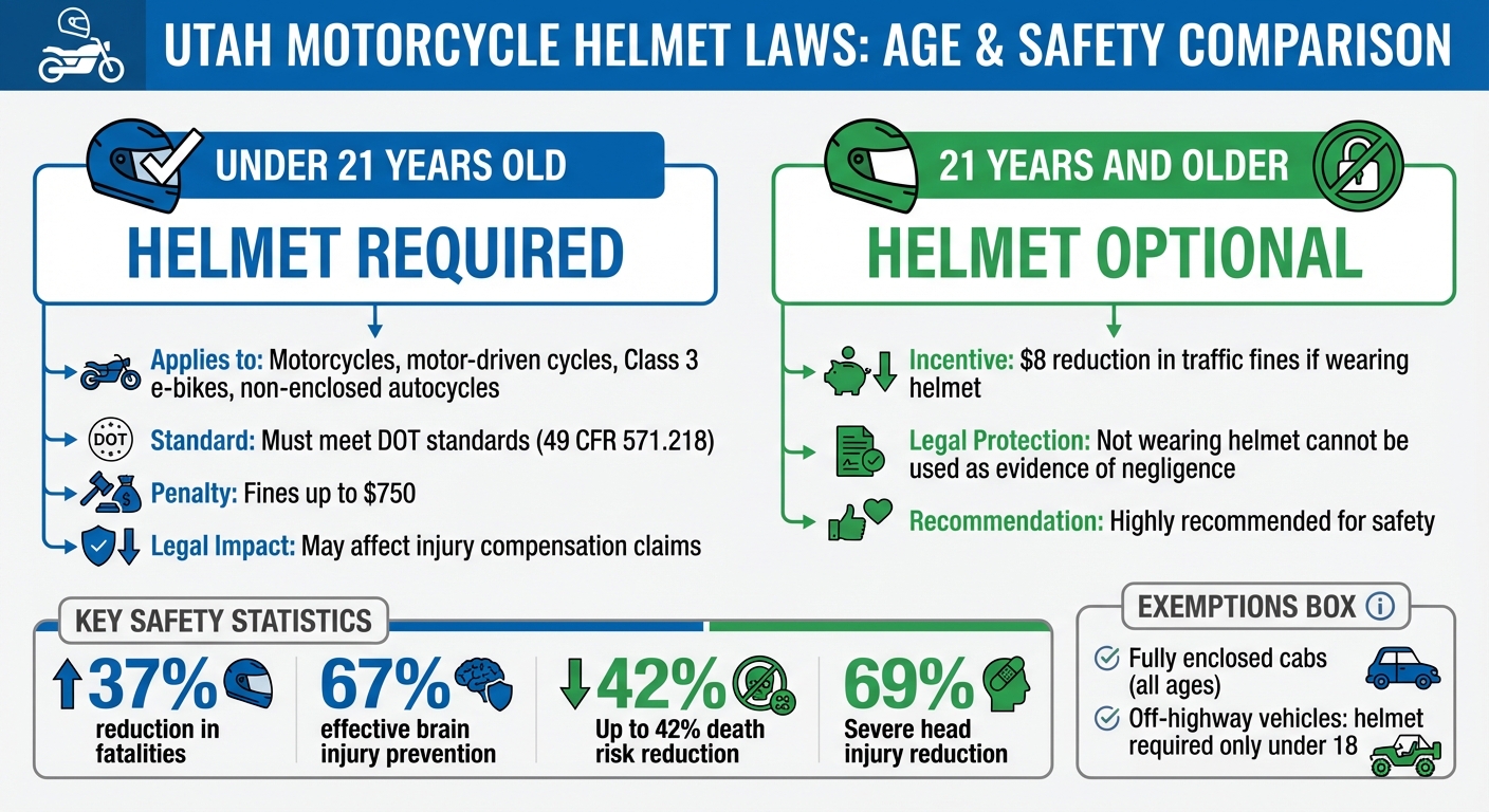 Utah Motorcycle Helmet Law Requirements by Age