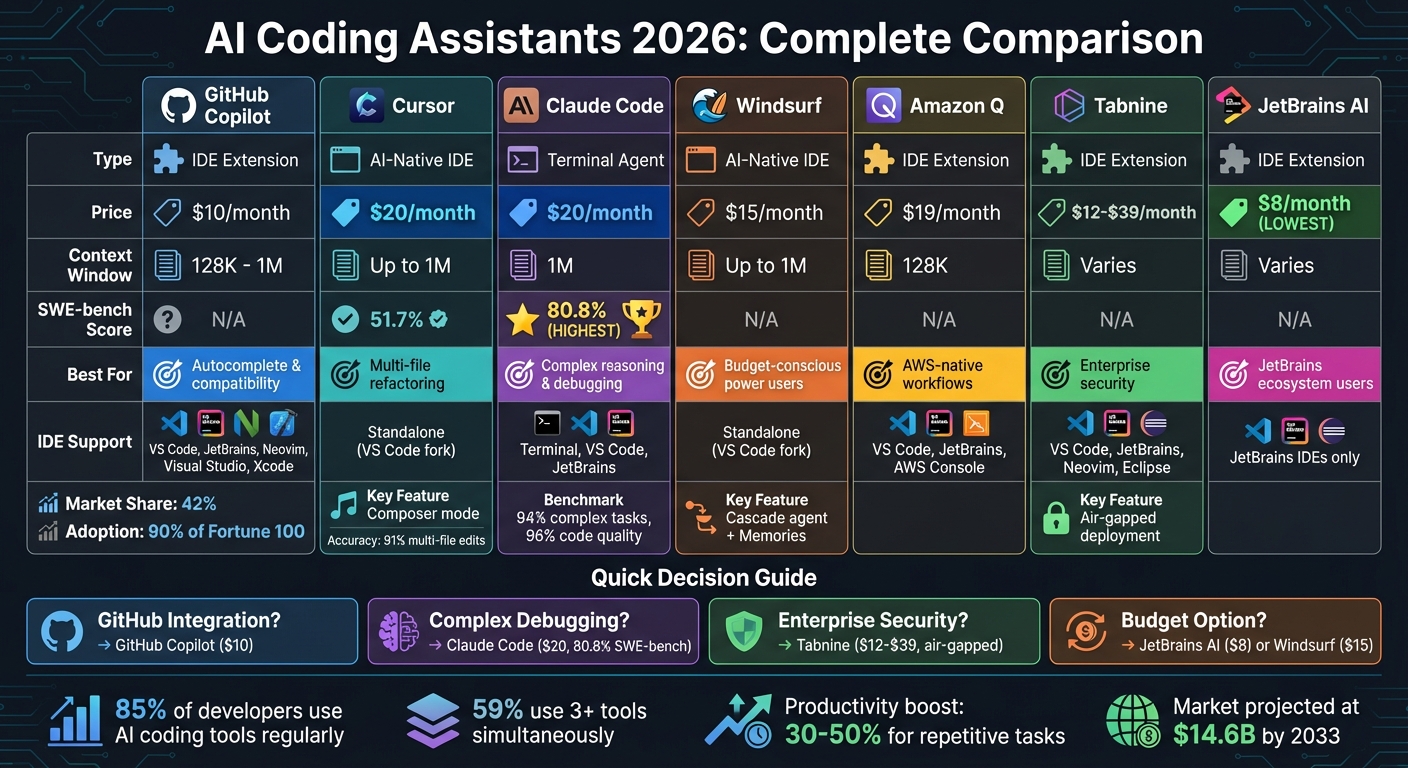 AI Coding Assistants 2026: Feature and Price Comparison Chart