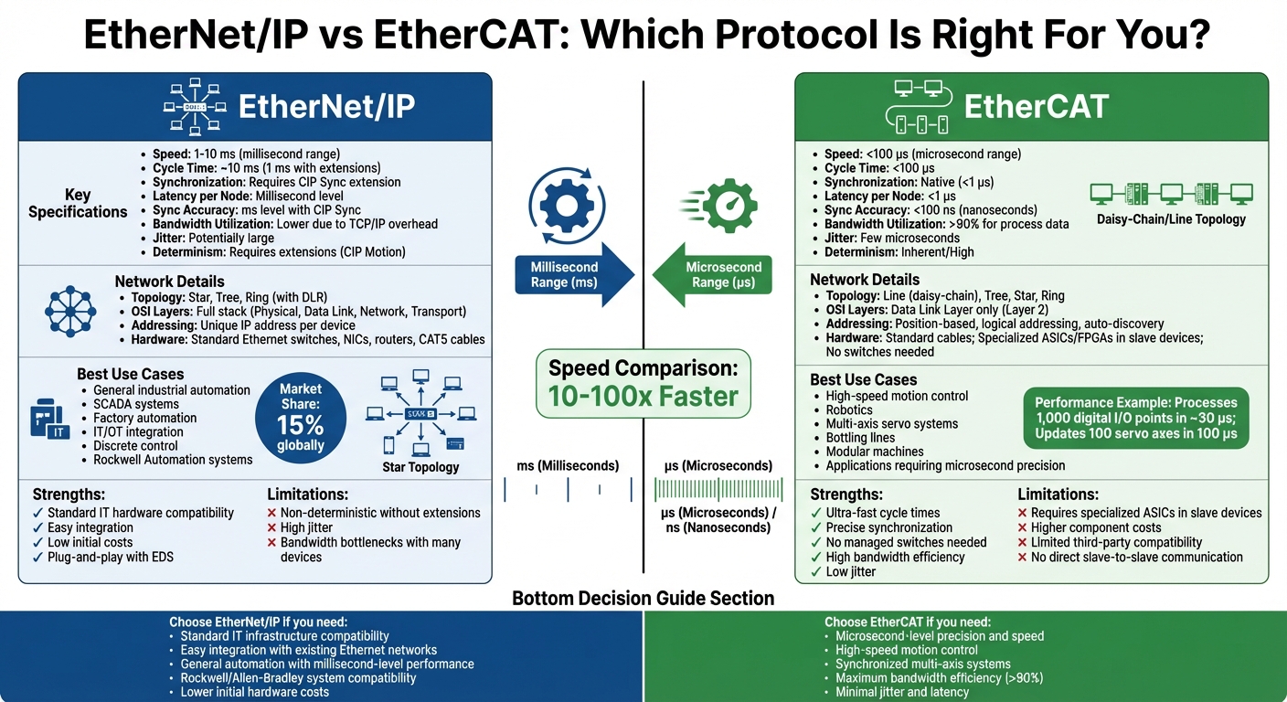 EtherNet/IP vs EtherCAT Protocol Comparison Chart