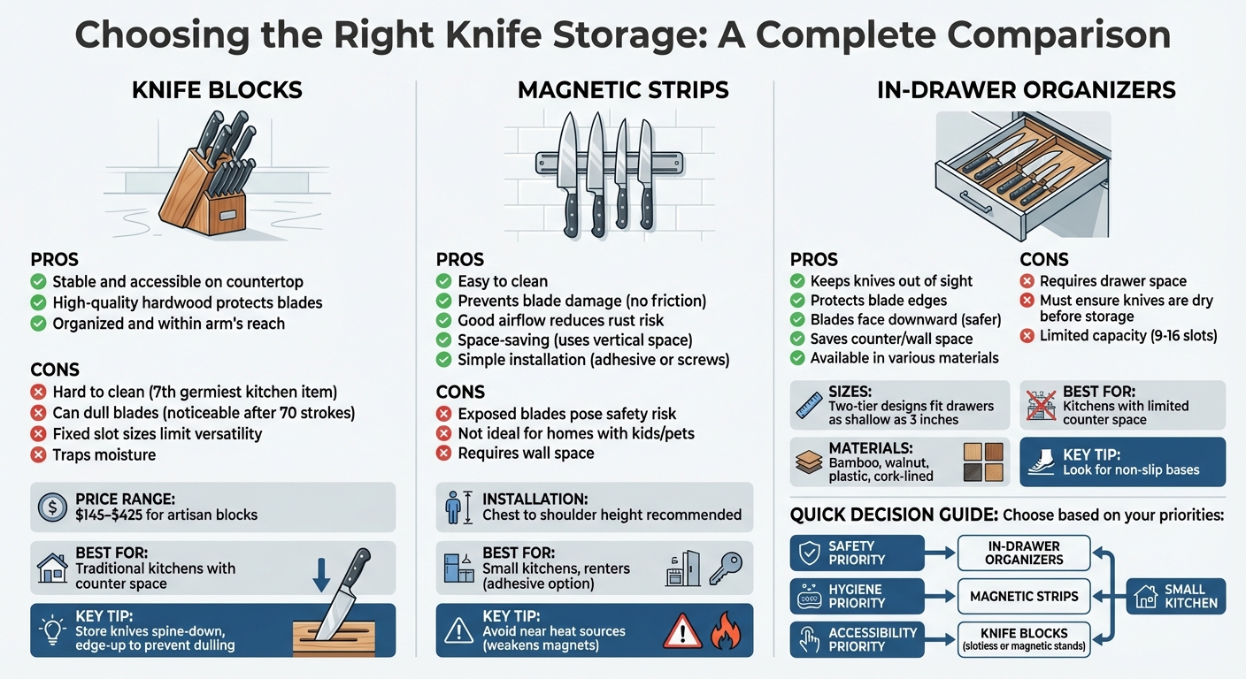 Knife Storage Options Comparison: Blocks, Magnetic Strips, and Drawer Organizers