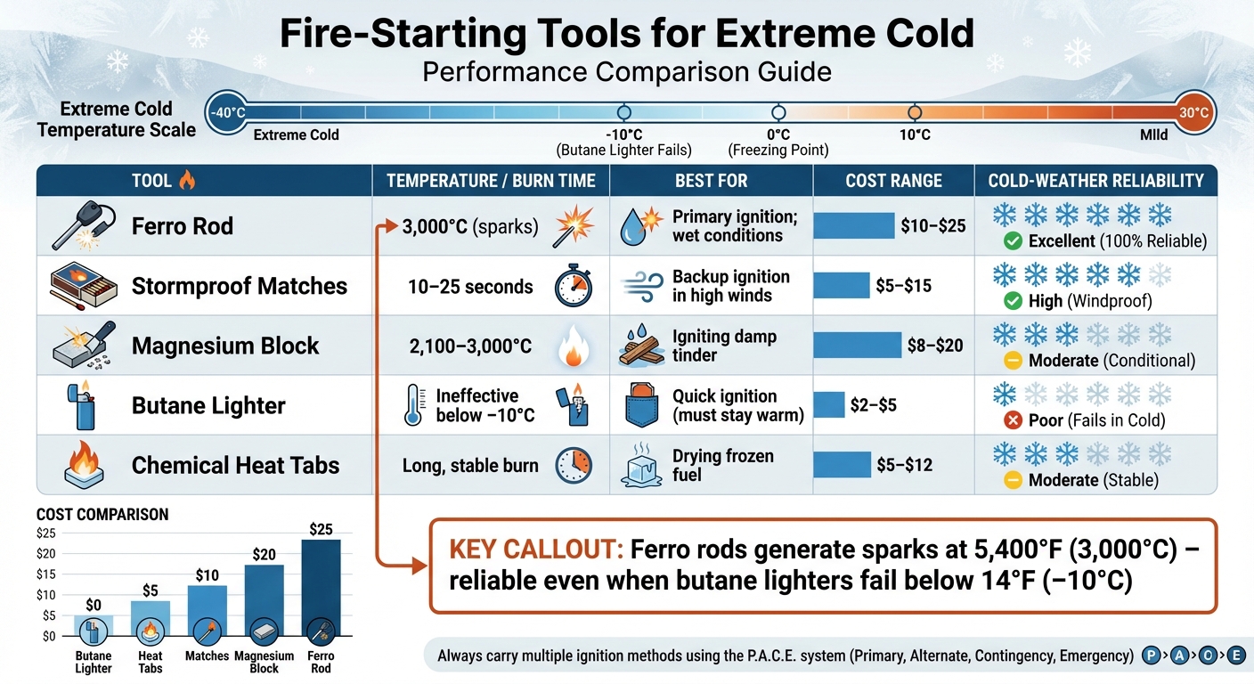 Fire-Starting Tools for Extreme Cold: Temperature Ratings and Cost Comparison