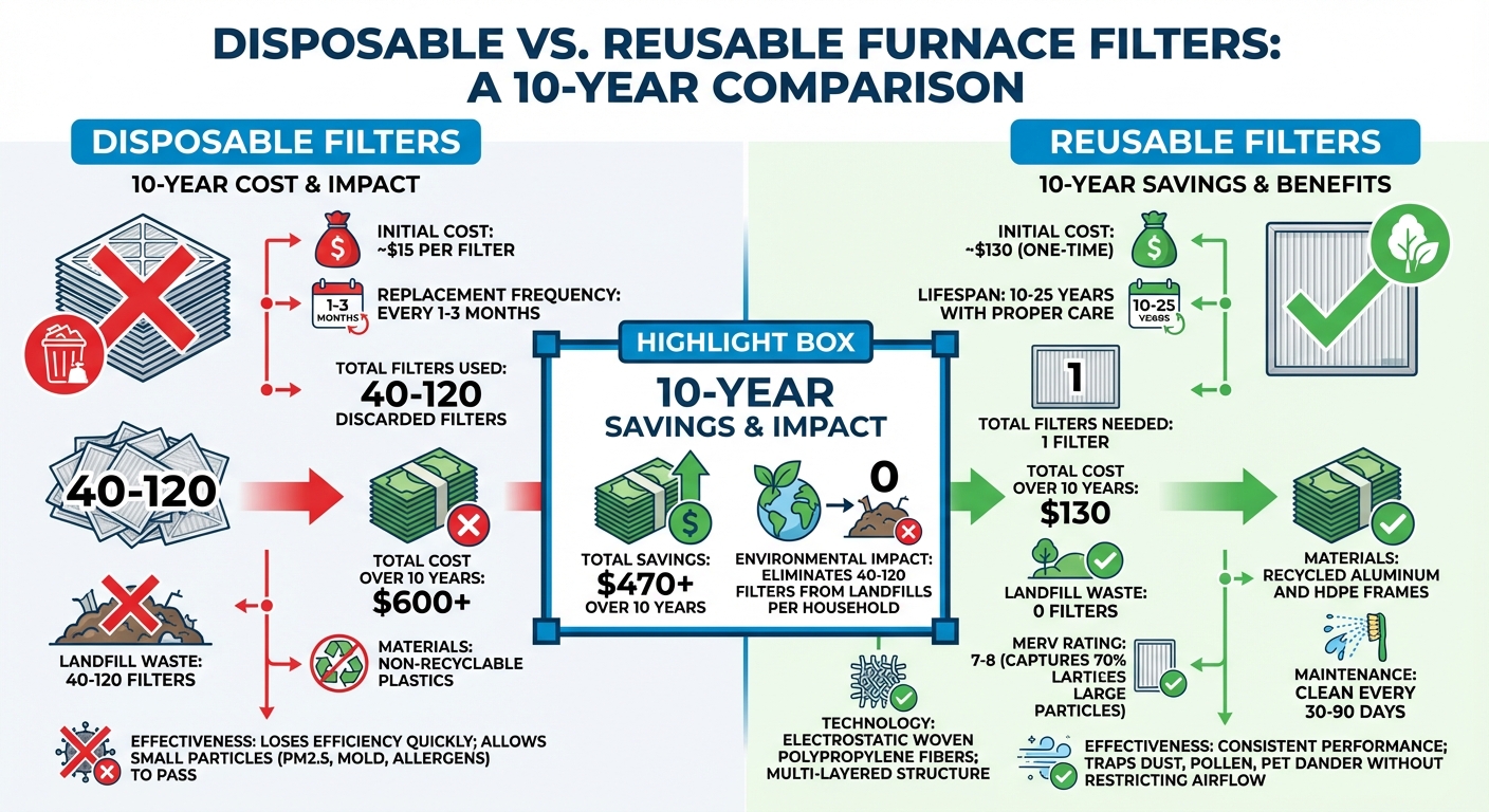 Reusable vs Disposable Furnace Filters: Cost Savings and Environmental Impact Over 10 Years