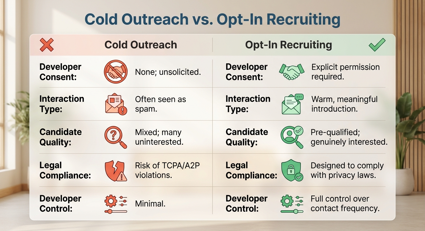 Cold Outreach vs Opt-In Recruiting: Key Differences in Tech Hiring