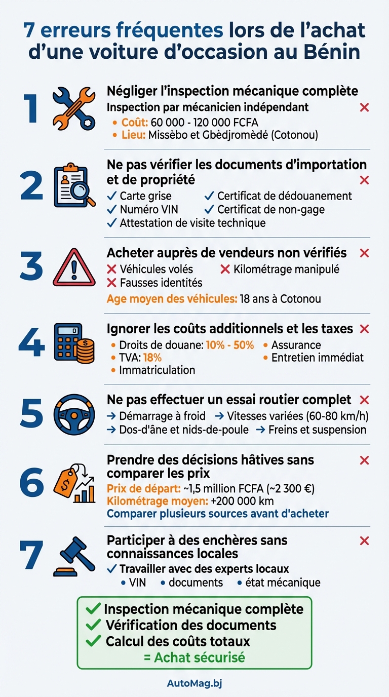 7 erreurs à éviter lors de l'achat d'une voiture d'occasion au Bénin