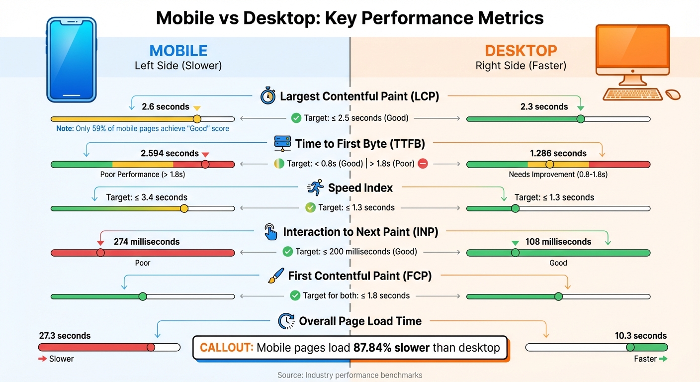 Mobile vs Desktop Load Time Performance Metrics Comparison