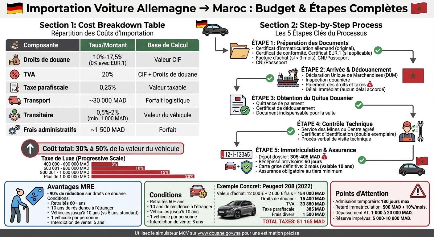 Étapes et coûts d'importation d'une voiture d'Allemagne vers le Maroc