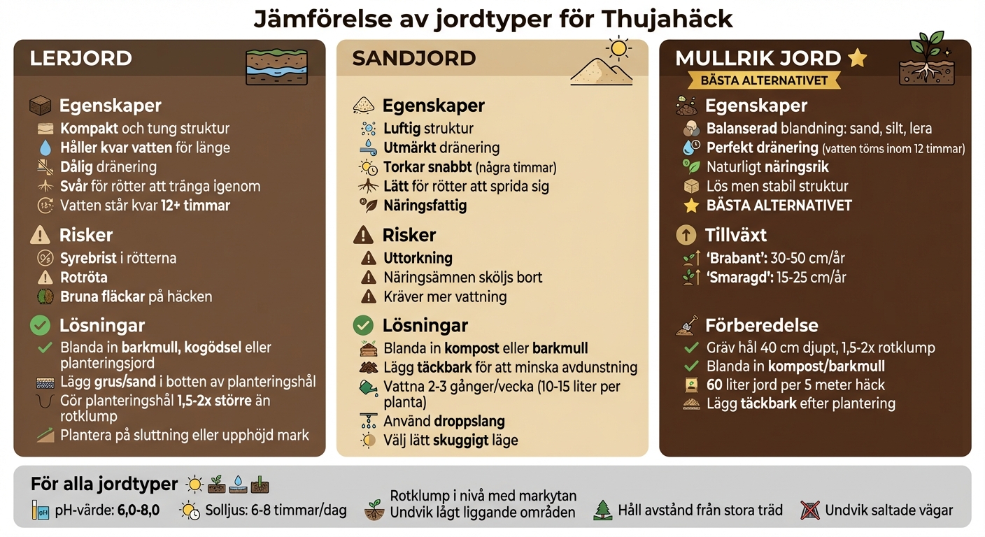 Jämförelse av jordtyper för thuja: egenskaper och förbättringsåtgärder